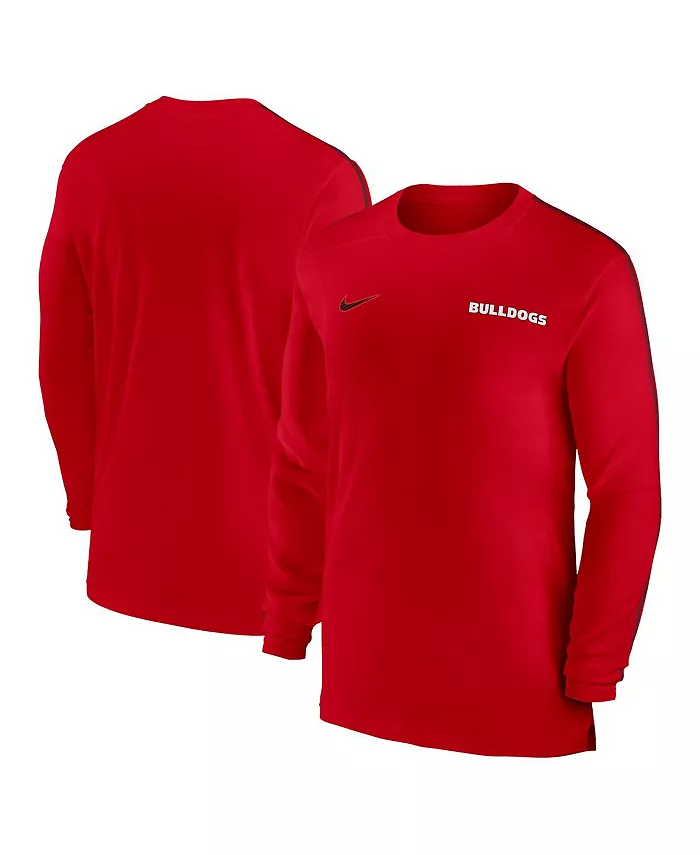 

Мужская футболка Georgia Bulldogs 2024 Sideline Coach UV Performance с длинным рукавом Nike, красный