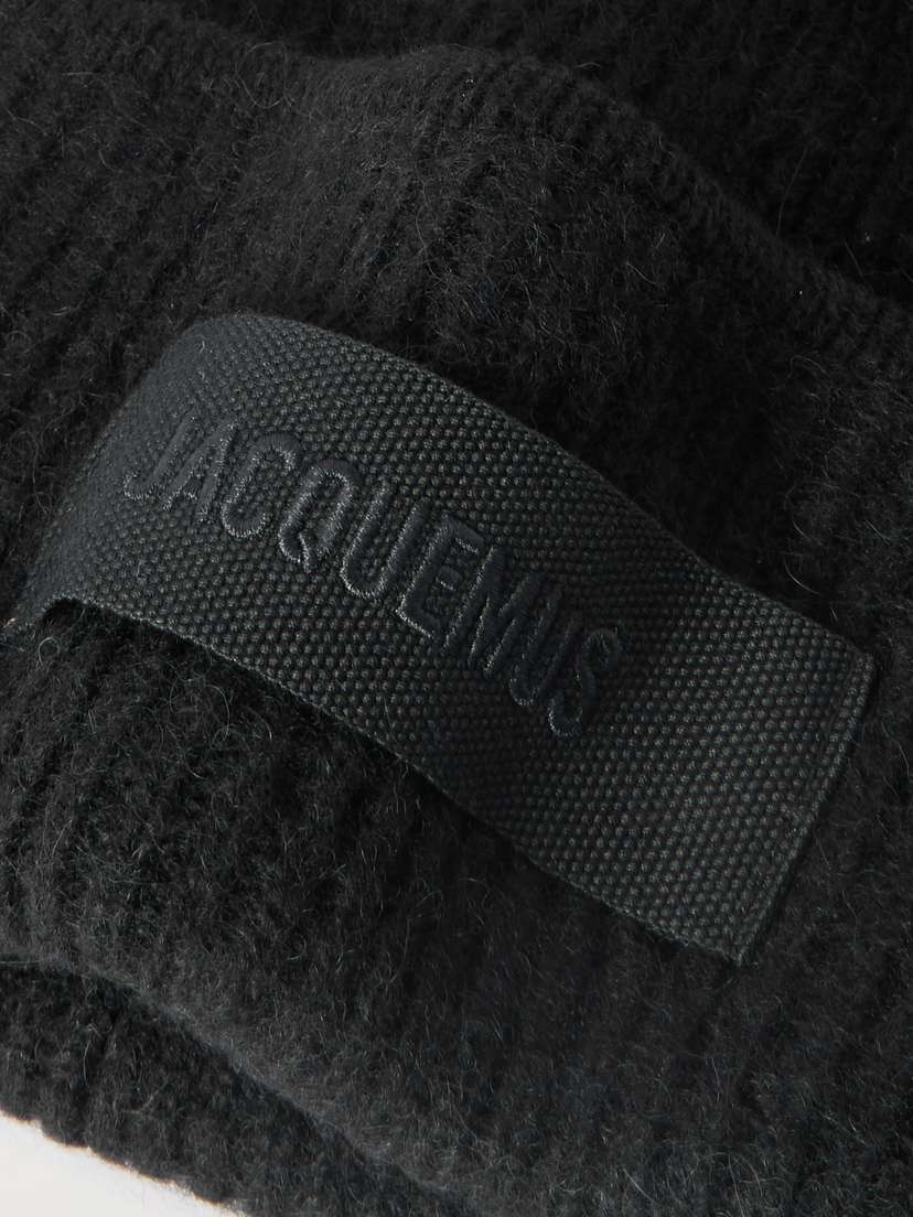 Le bonnet, вязаная в рубчик шапочка с отделкой из грогрена Jacquemus, черный — фото 2
