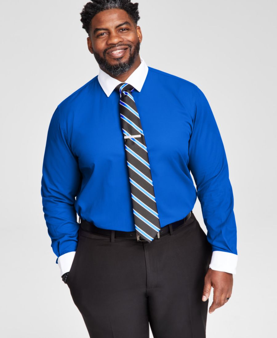 

Мужская приталенная рубашка белого цвета с белой отделкой Tayion Collection, Blue And White