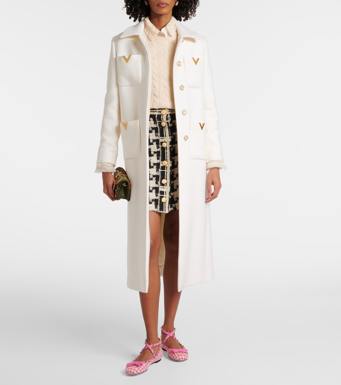 Балетки Rockstud из твида Valentino Garavani, Latte Rosa Femine — фото 3