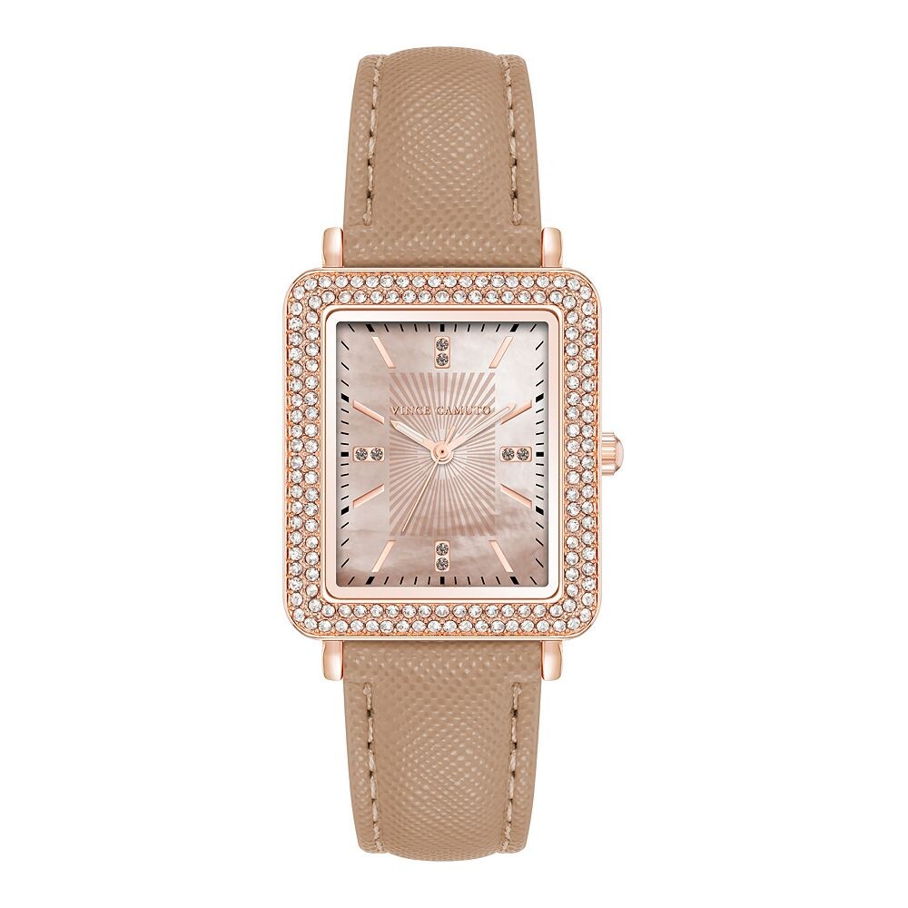 

Женские часы Vince Camuto с прямоугольным корпусом и ремешком из кристаллов, цвет Tan