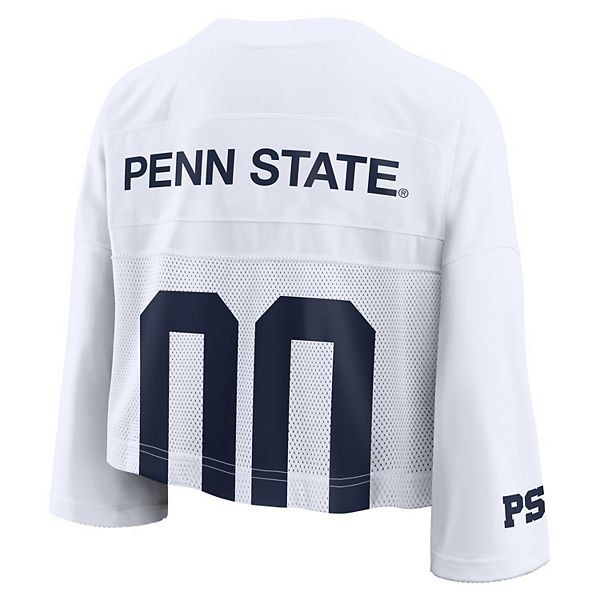 Женская белая футболка Penn State Nittany Lions cropped mesh dri-fit Nike — фото 4