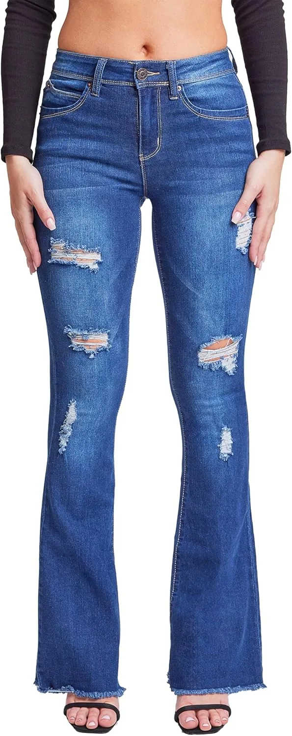 

YMI Women's YMI Jeans Junior Wannabettabut джинсы с высокой посадкой и супер-клеш