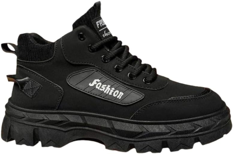 

Мужские модные короткие ботинки SPKFHD- высокие ботинки на шнуровке с толстой подошвой, резиновая подошва- подходят для повседневного использования или активного отдыха на открытом воздухе, черный