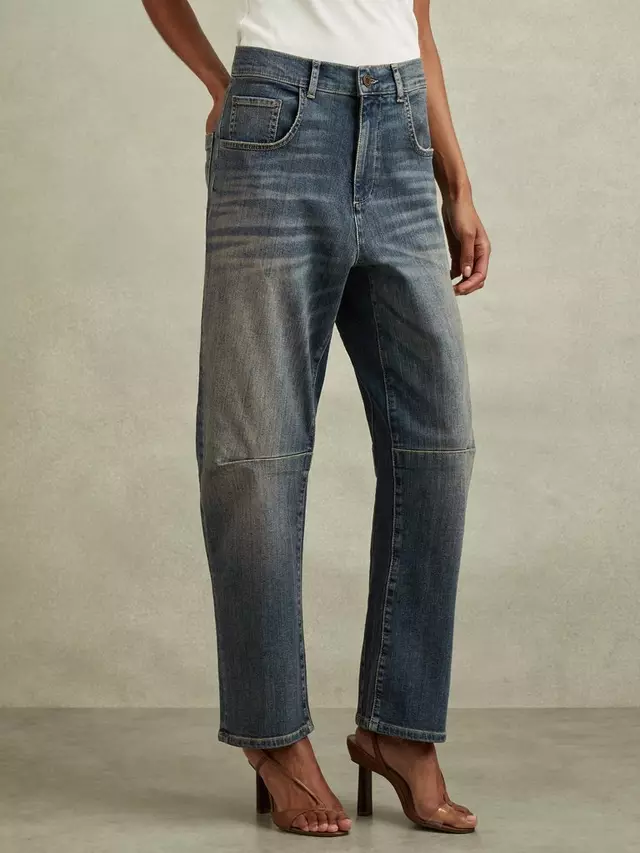 

Джинсы Reiss Mahni Washed Barrel Leg, цвет mid blue