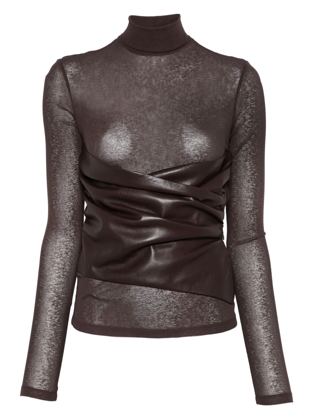 

Топ с высоким воротником и драпировкой Nanushka, коричневый