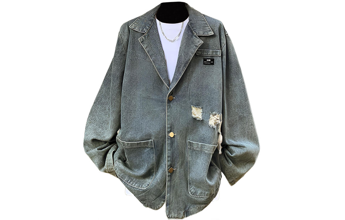 

ZIAREL Джинсовая куртка Unisex Blue [Removable Logo] с воротником-стойкой, умеренно прямого кроя