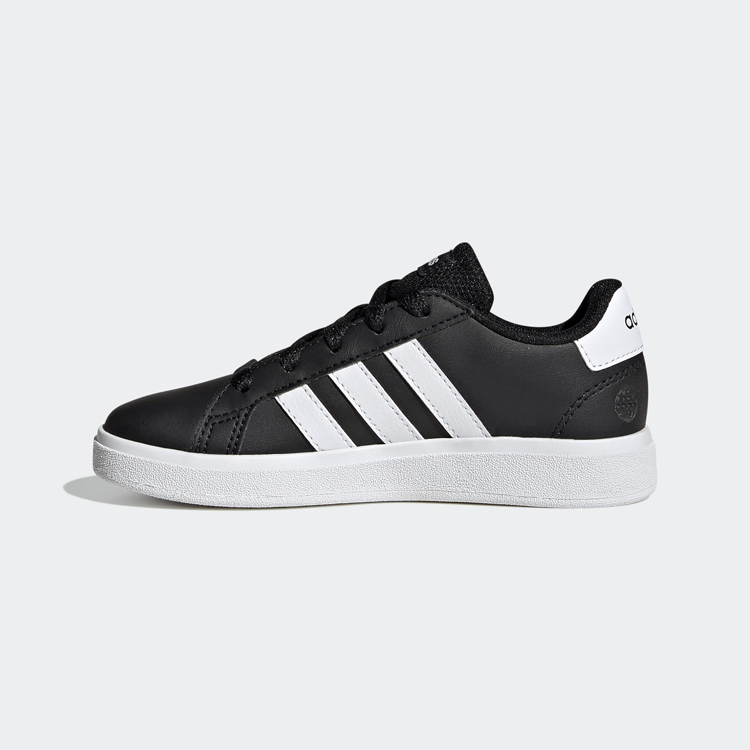 Детские кроссовки Adidas Grand Court 2.0 унисекс с эластичными шнурками и ремешком, белый/черный — фото 3