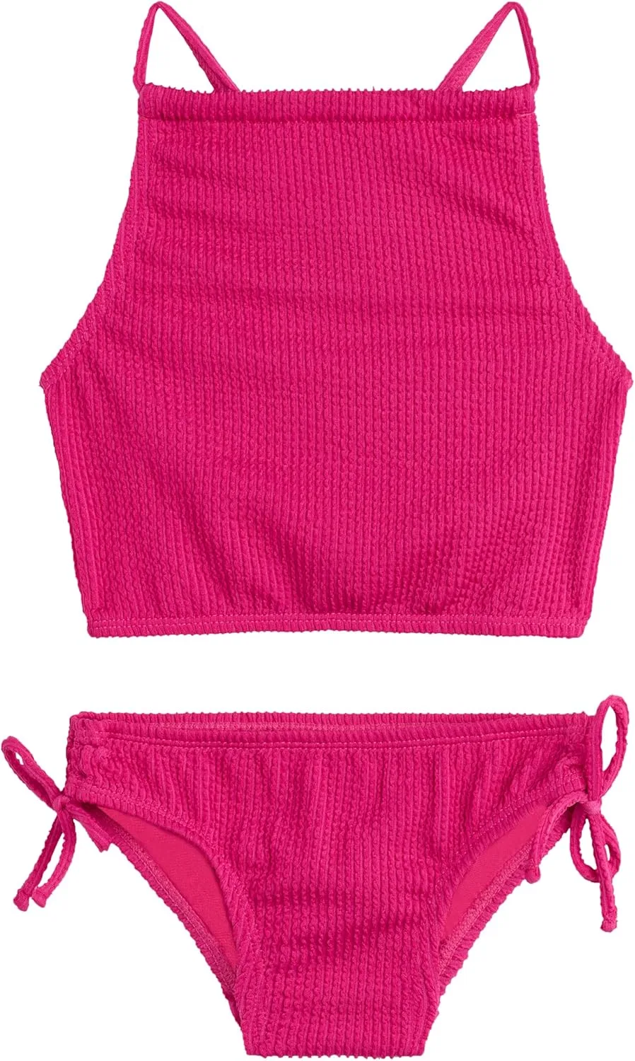 Купальник Kanu Surf Girls Daisy UPF 50 для пляжного спорта, с завязками на шее, комплект из двух частей, Popcorn Solid Pink — фото 2