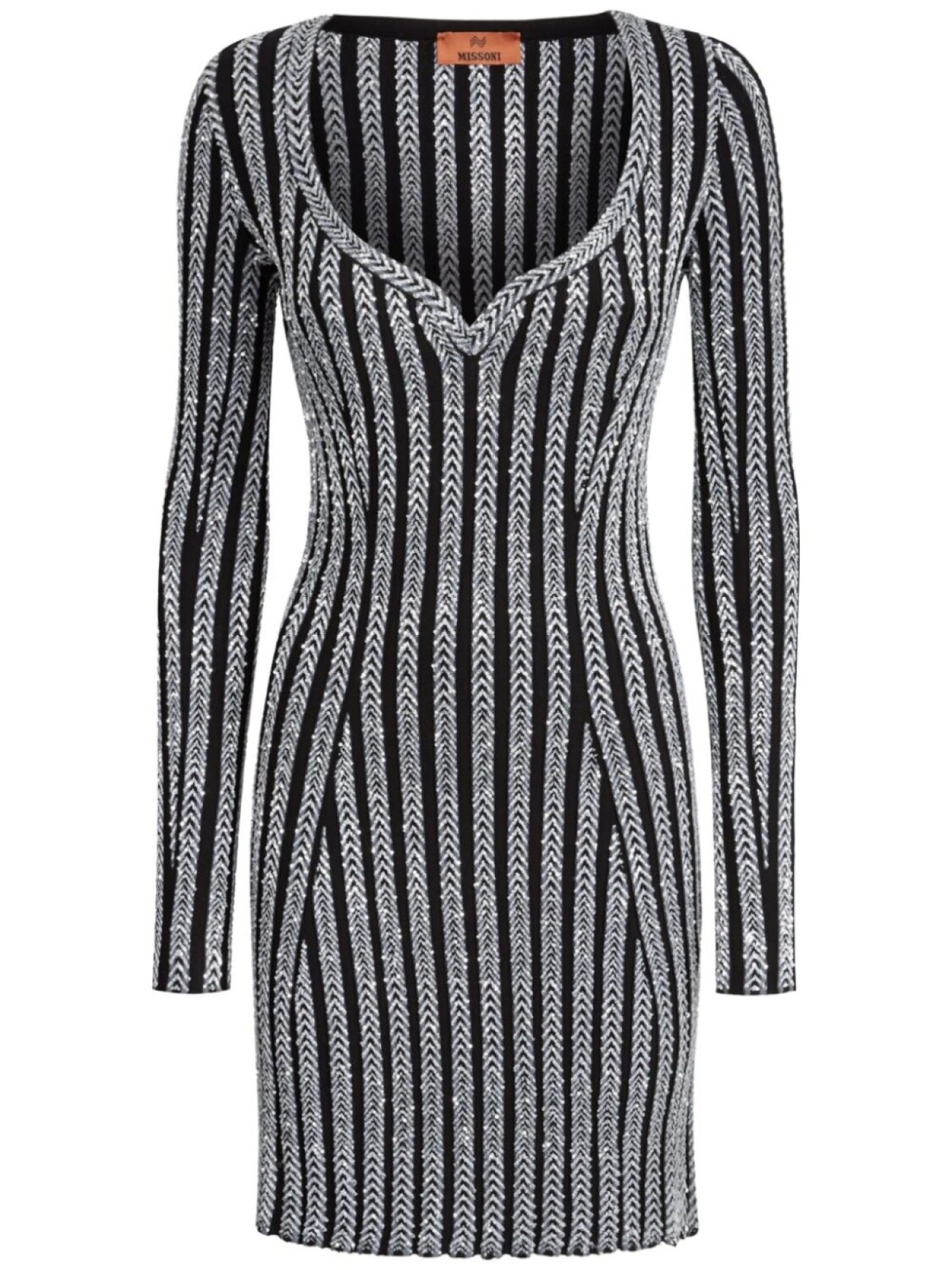 

Missoni мини-платье с V-образным вырезом, расшитое пайетками, черный
