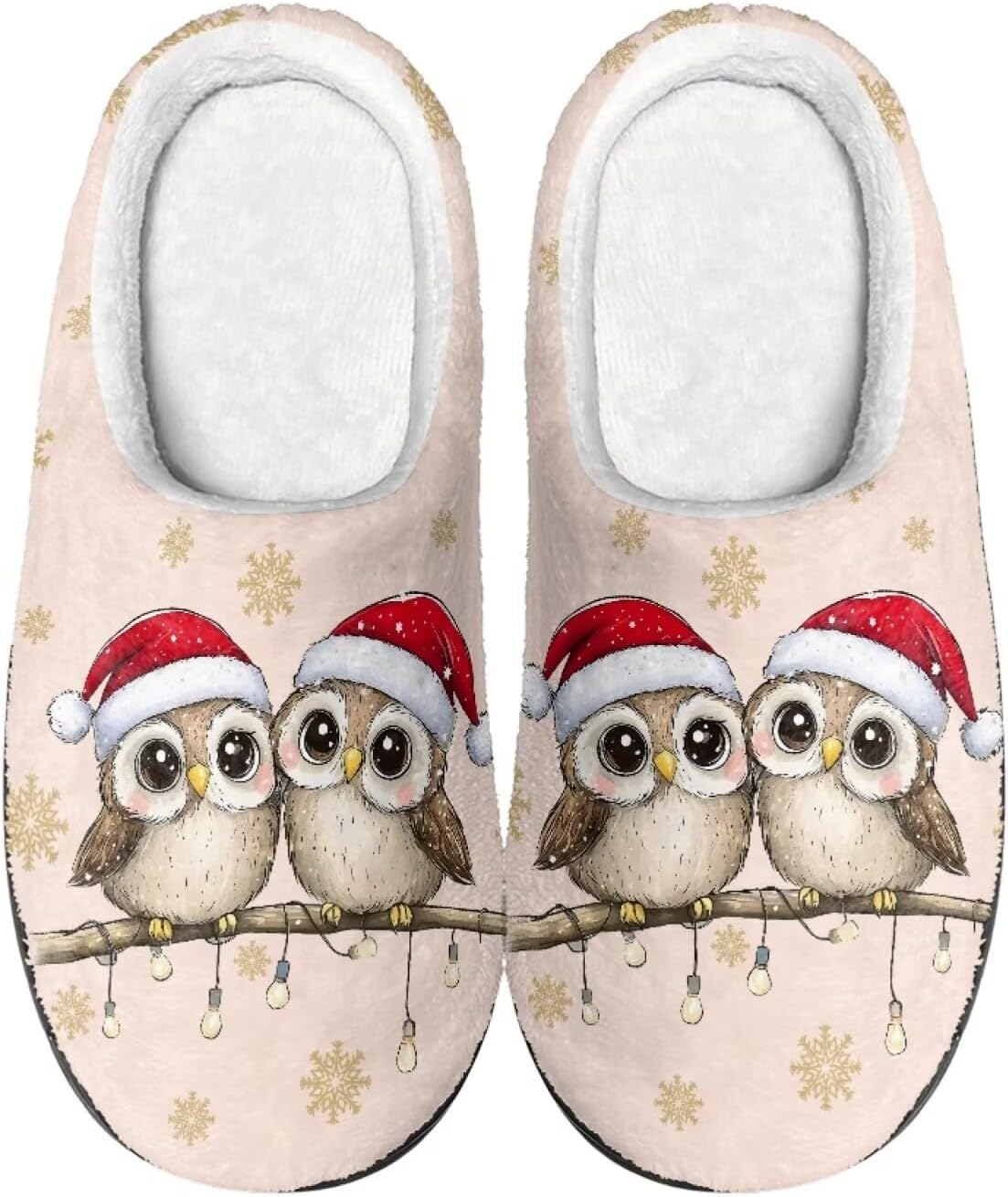 

Домашние и тапочки для женщин, мужские удобные фланелевые теплые тапочки на плоской подошве, зимние домашние сабо Tofrimade, Christmas Owl
