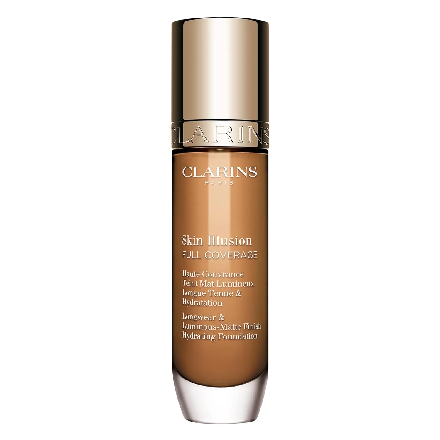 Clarins Skin Illusion Longwear Full Coverage Foundation, матовое сияние, 24 часа стойкости и увлажнения, естественный вид, устойчивость к переносу, поту и размазыванию, с гиалуроновой кислотой, 30 мл, 115C Medium- deep brown with cool undertones
