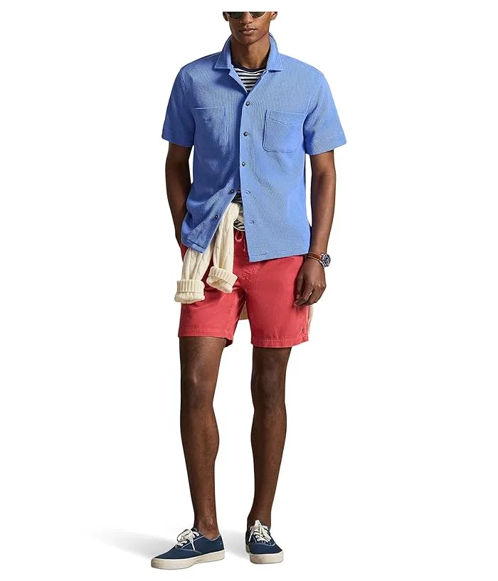 Рубашка Camp waffle-knit cotton linen Polo Ralph Lauren, Harbor Island Blue — фото 2