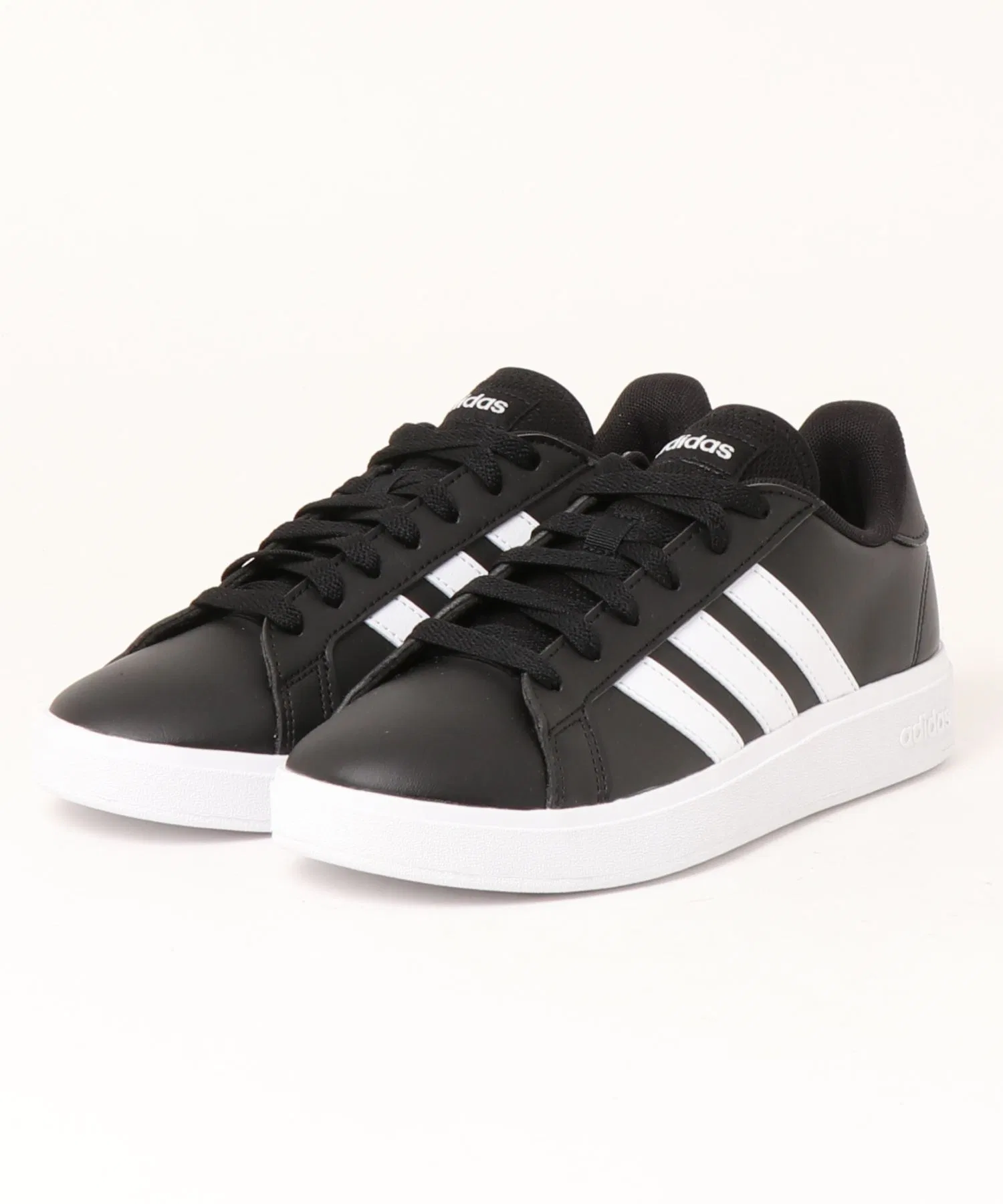 Мужские/Женские кроссовки adidas GRAND COURT BASE 2.0 с полосками чёрные с белым