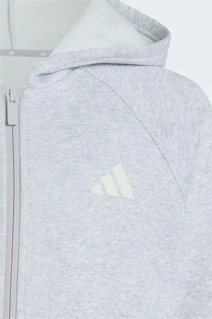 Детская толстовка на молнии с капюшоном Adidas, серый — фото 4