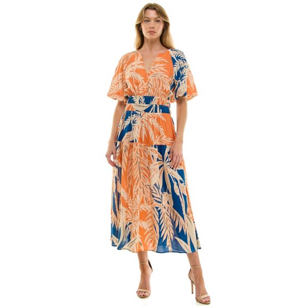 

Женское крестьянское платье с принтом Figueroa & Flower, цвет orange royal