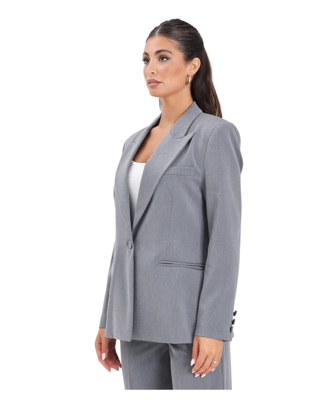 

Серый пиджак с отложным воротником и длинными рукавами Vicolo, серый