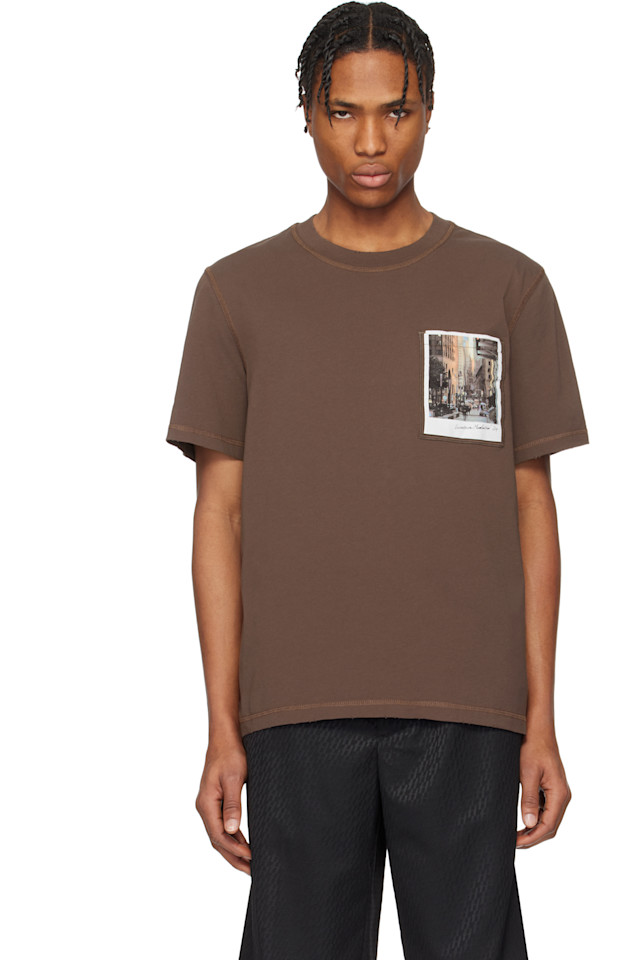 

Футболка с принтом Downtown postcard Helmut Lang, цвет brick