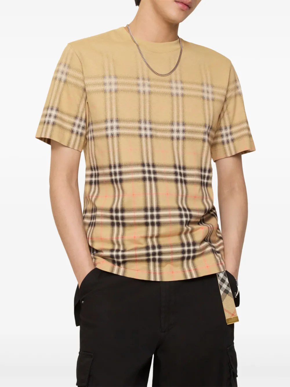 Футболка BURBERRY с градиентом, клетчатая, песочный/разноцветный — фото 2