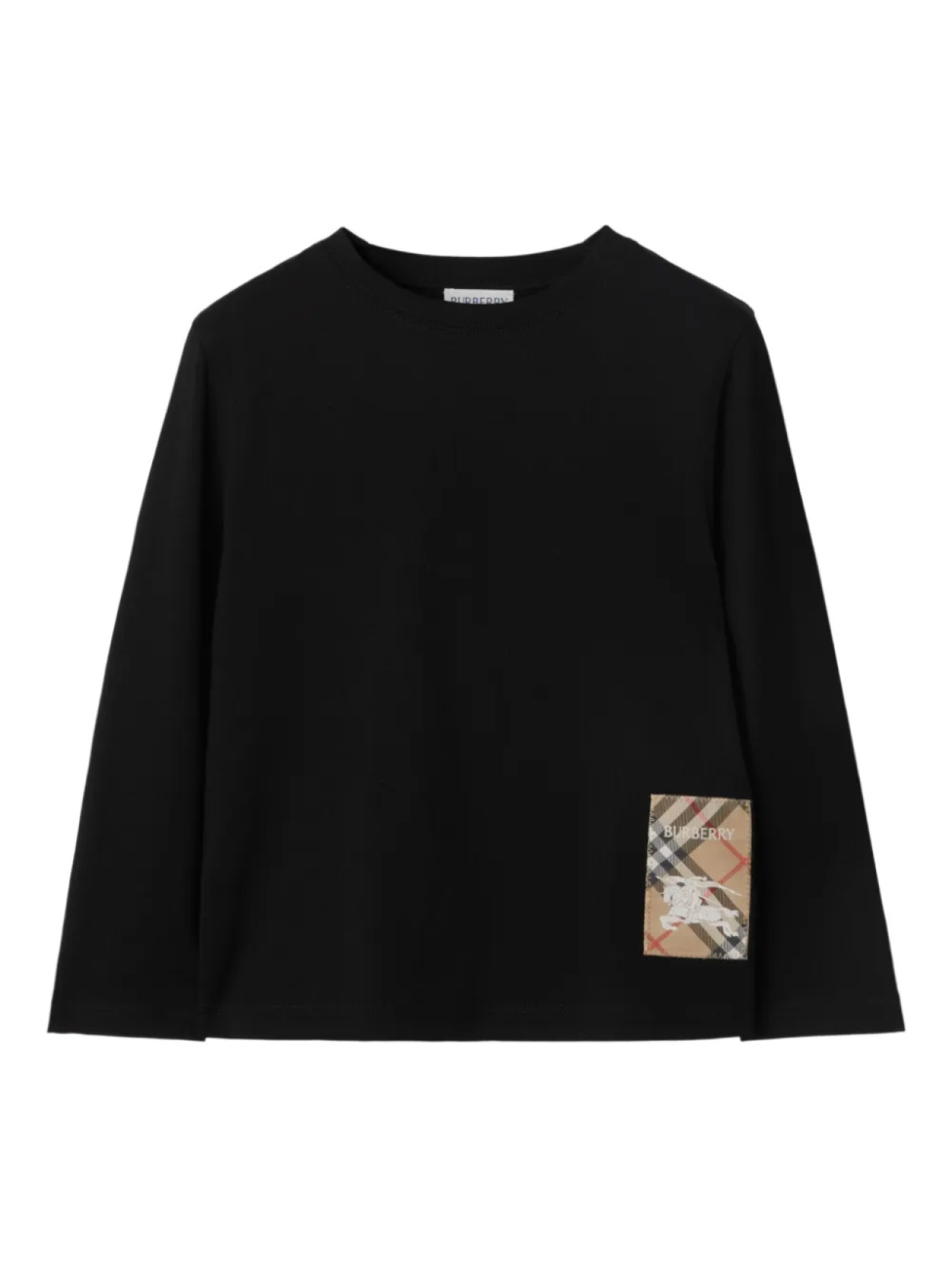 

Burberry Kids футболка с нашивкой в клетку, черный
