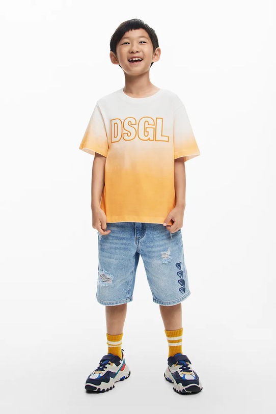 

Детская хлопковая футболка Desigual, оранжевый