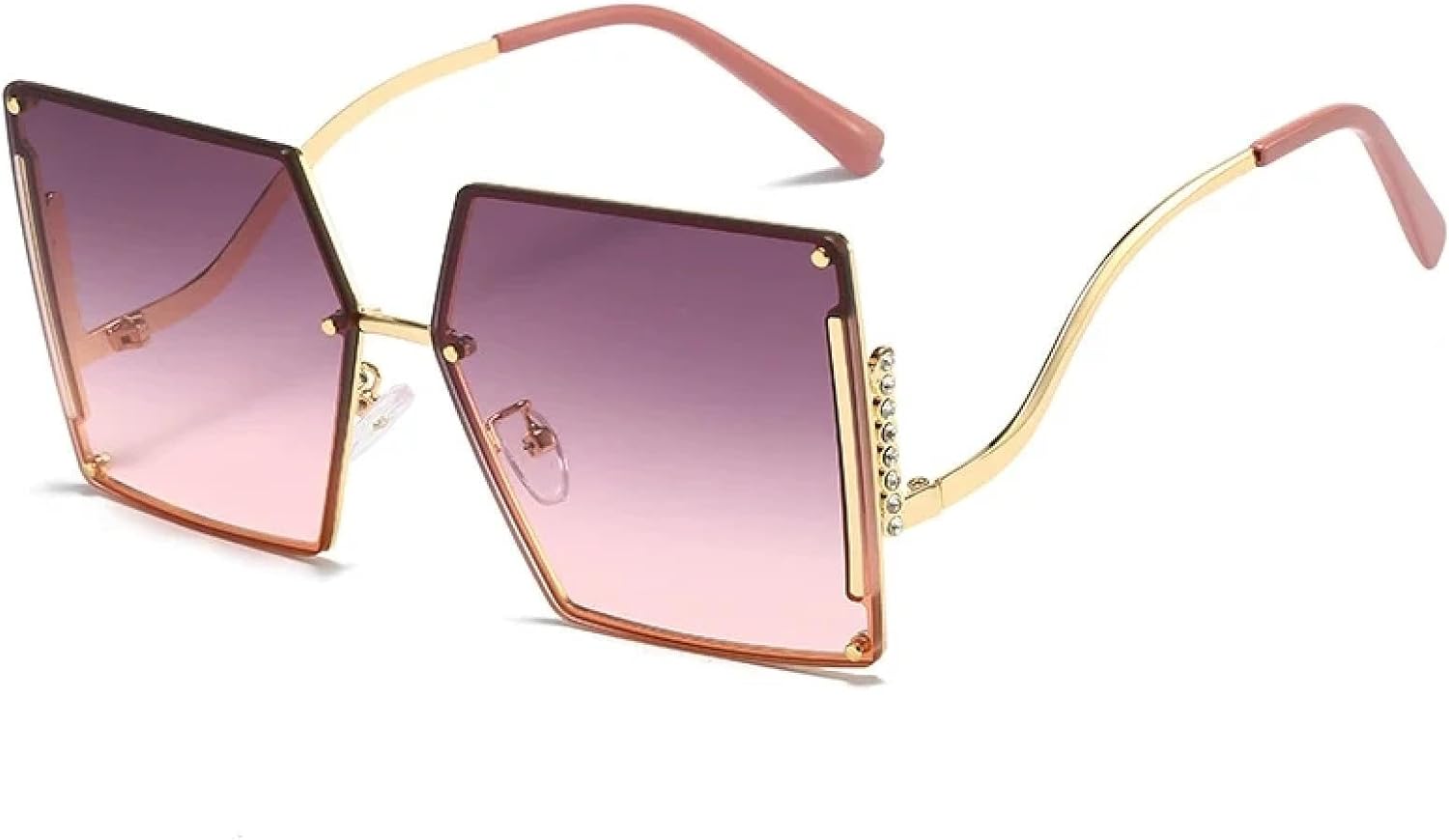

Роскошные безободковые металлические солнцезащитные очки для женщин и мужчин в винтажном стиле, летние дорожные солнцезащитные очки с защитой от УФ-излучения UV400 TKKTLLT, Gold Gray Pink