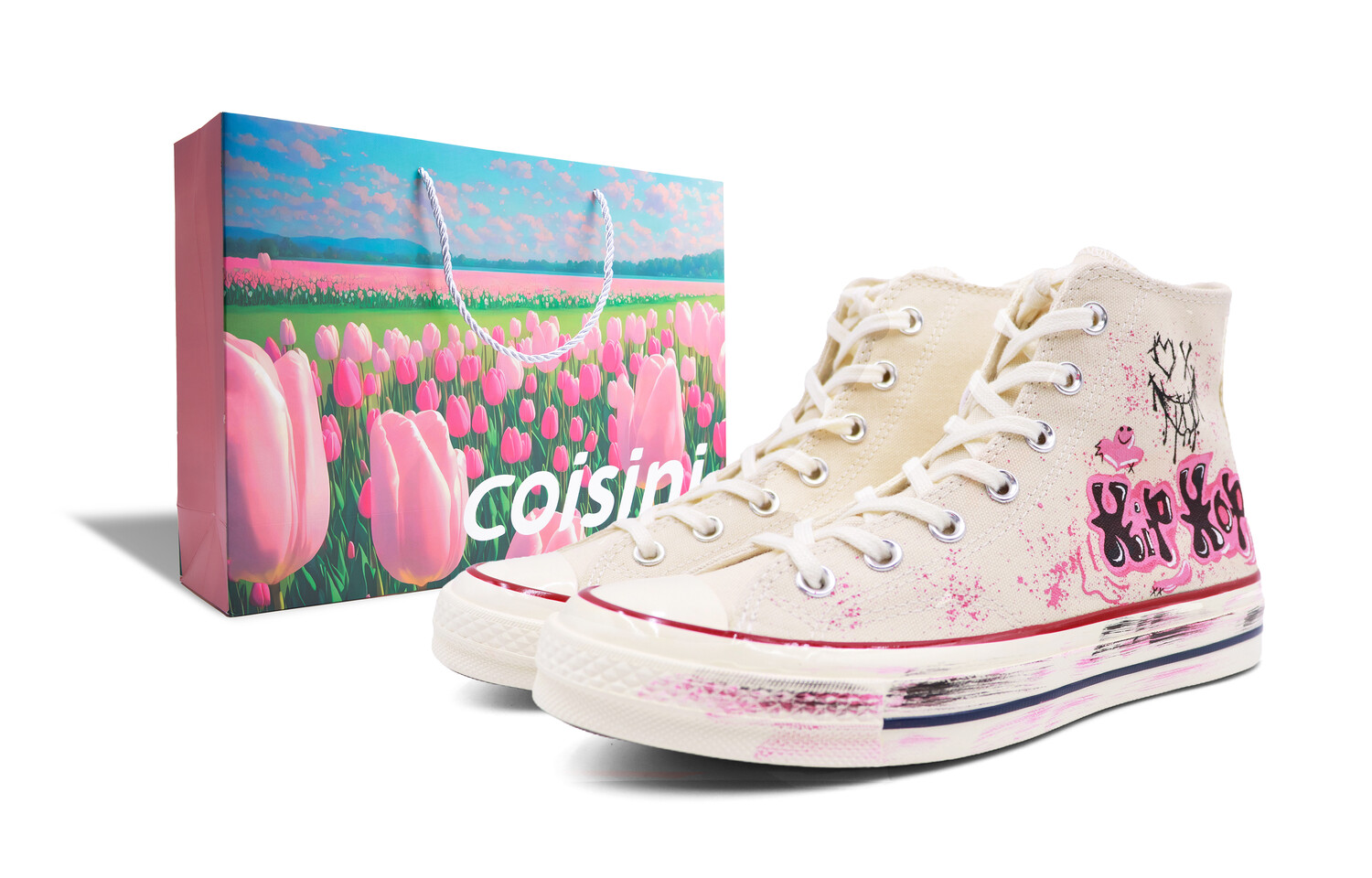 

1970-е годы Кеды унисекс с высоким берцем розового цвета Converse