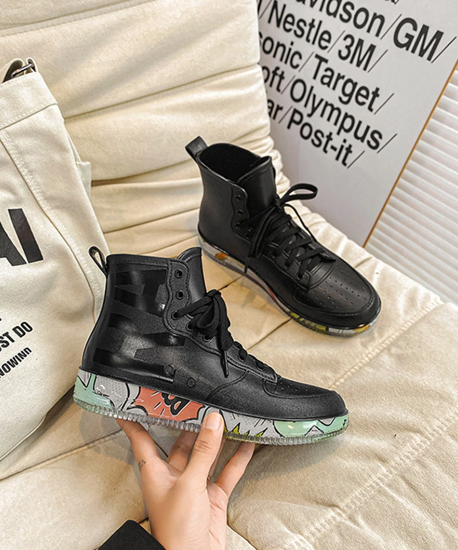 Мужские резиновые сапоги aimoha на шнуровке Aimoha Mens, цвет Black — фото 2