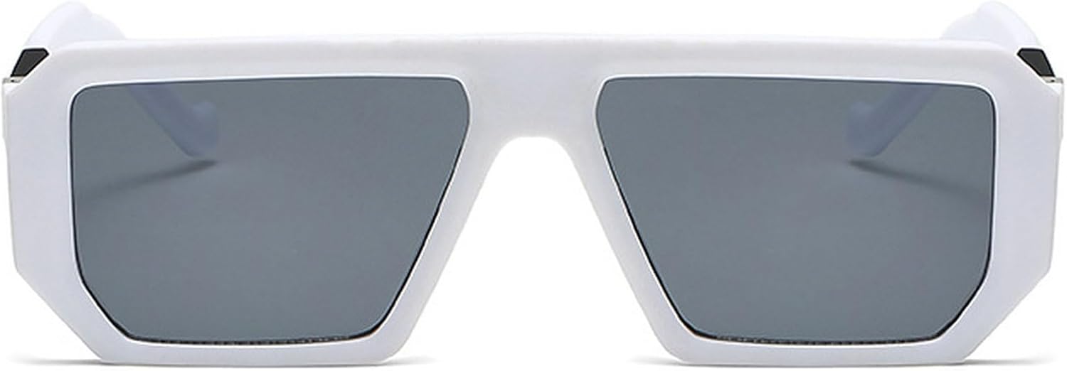 

Мужские модные квадратные солнцезащитные очки, женские винтажные солнцезащитные очки, классическая геометрия, прямоугольные очки, ретро-очки в большой оправе mincl, White Black