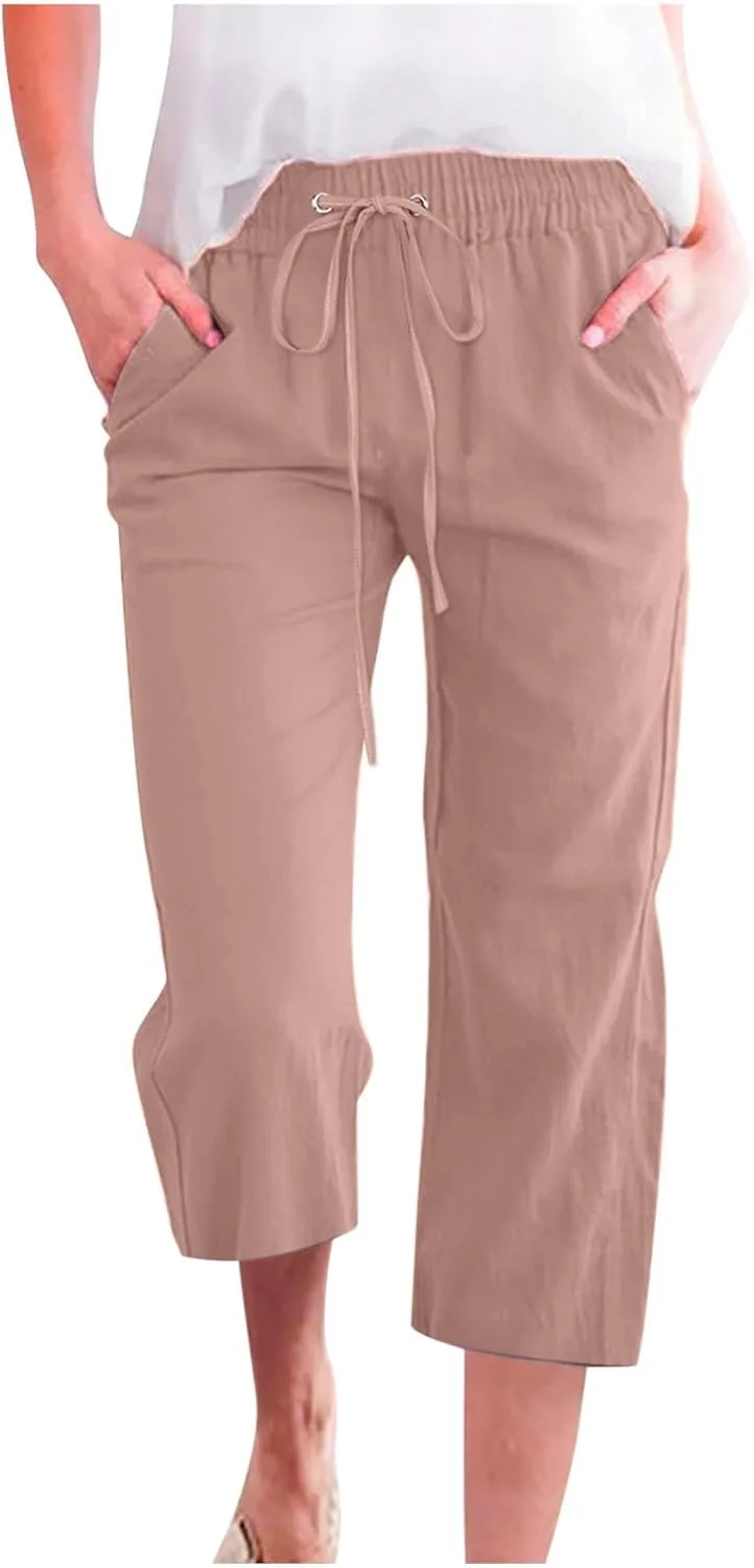 

Летние капри для женщин с эластичным шнурком и карманом