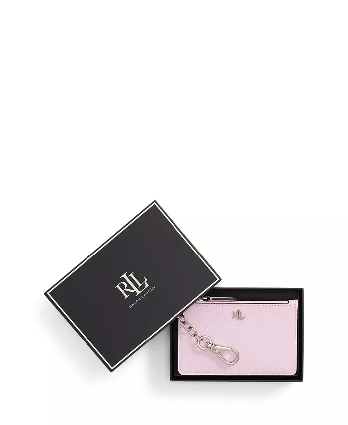 

Текстурированный кожаный картхолдер на молнии Lauren Ralph Lauren, розовый