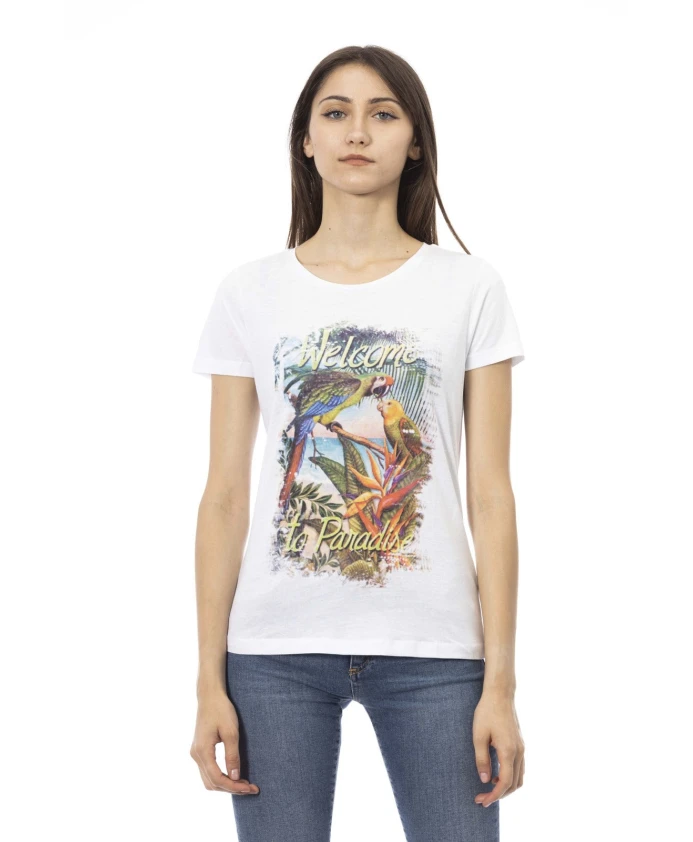 

Повседневная футболка с круглым вырезом и короткими рукавами Trussardi, белый