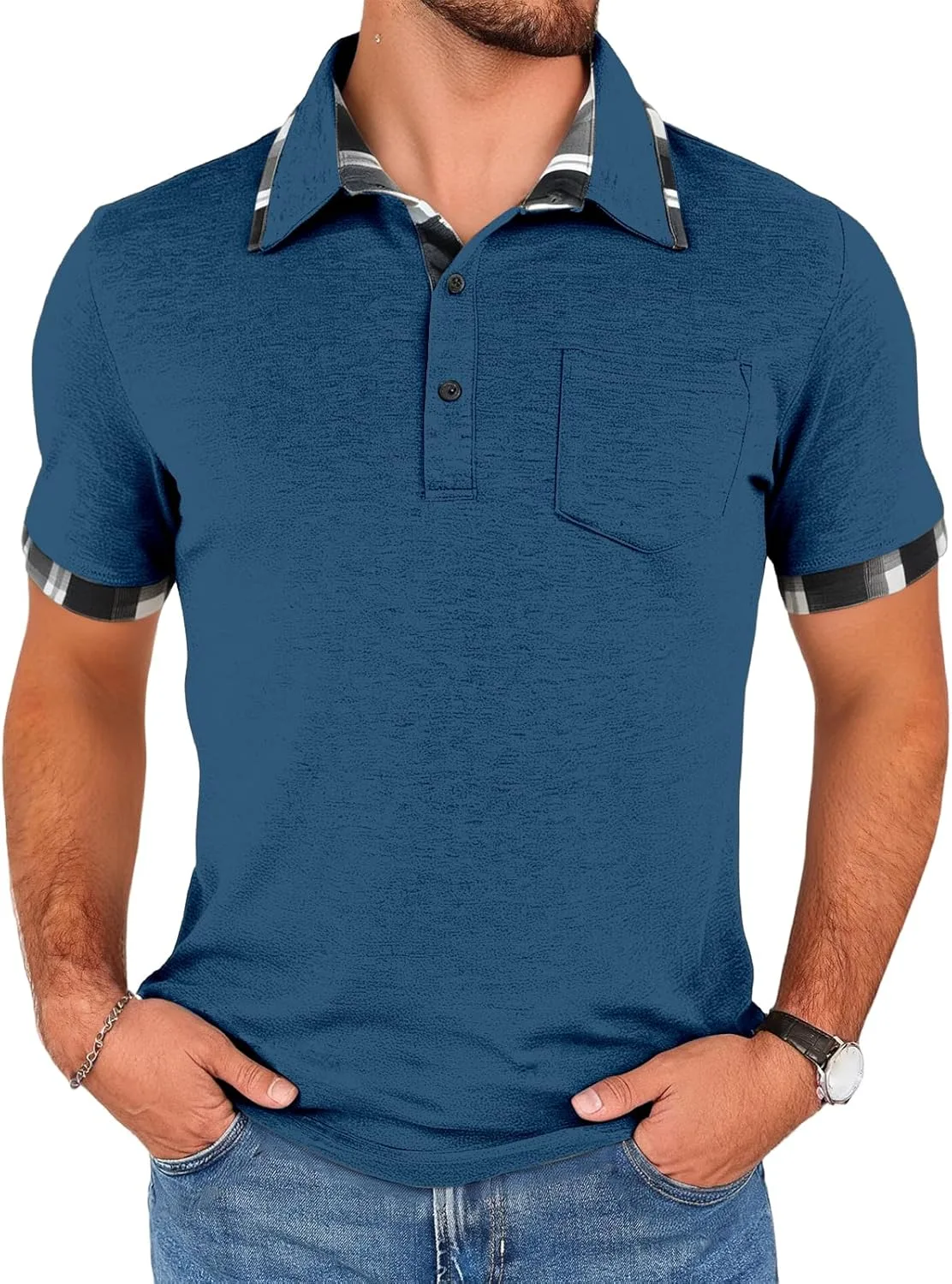 

Мужская поло для гольфа с карманом, короткий рукав, хлопок CHXLQQX