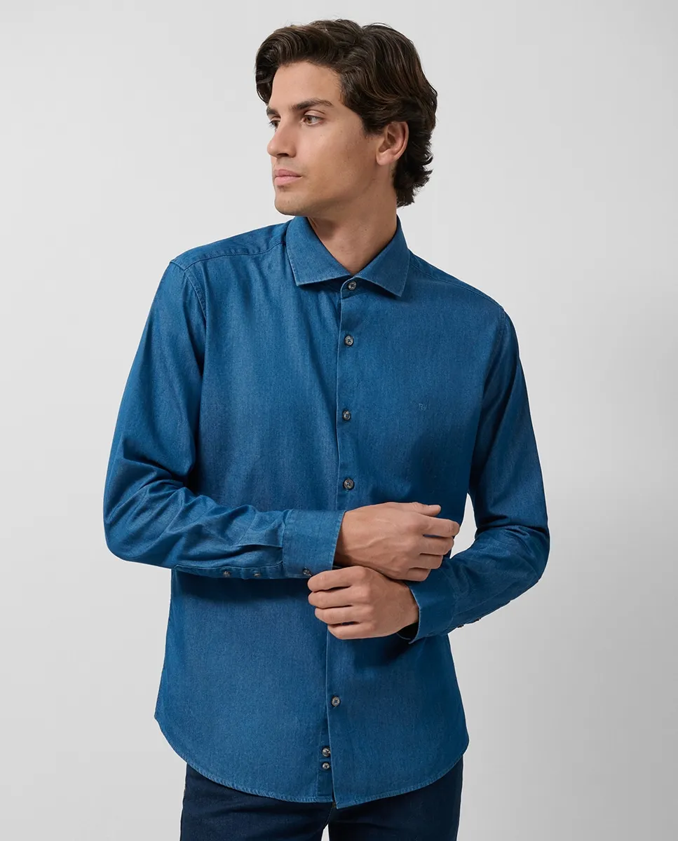 

Мужская спортивная рубашка прямого кроя из джинсовой ткани Roberto Verino, индиго