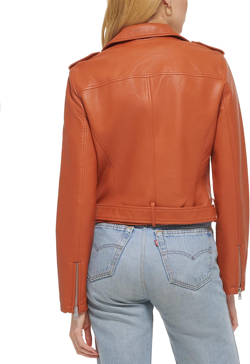 Женская байкерская куртка Levi's из искусственной кожи с поясом (стандартный и большой размер), Golden Brown — фото 3