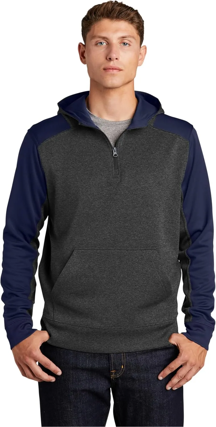 

SPORT-TEK Unisex Tech Fleece Colorblock худи с четвертью молнии
