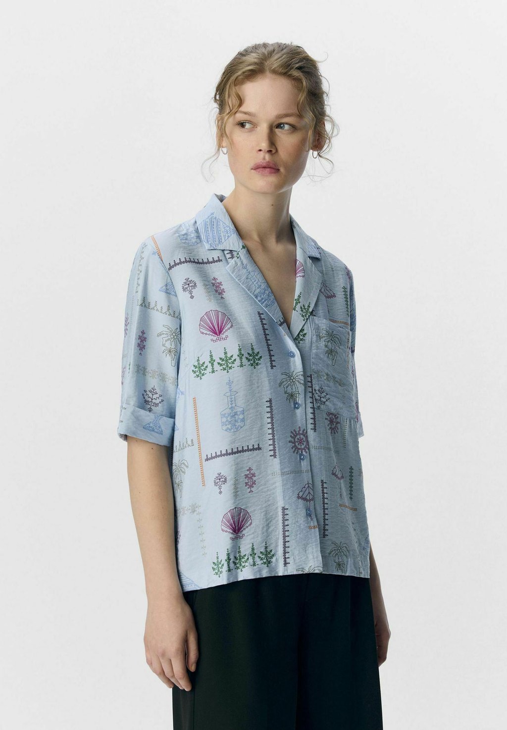 

Блузка на пуговицах PRINT Object, синий