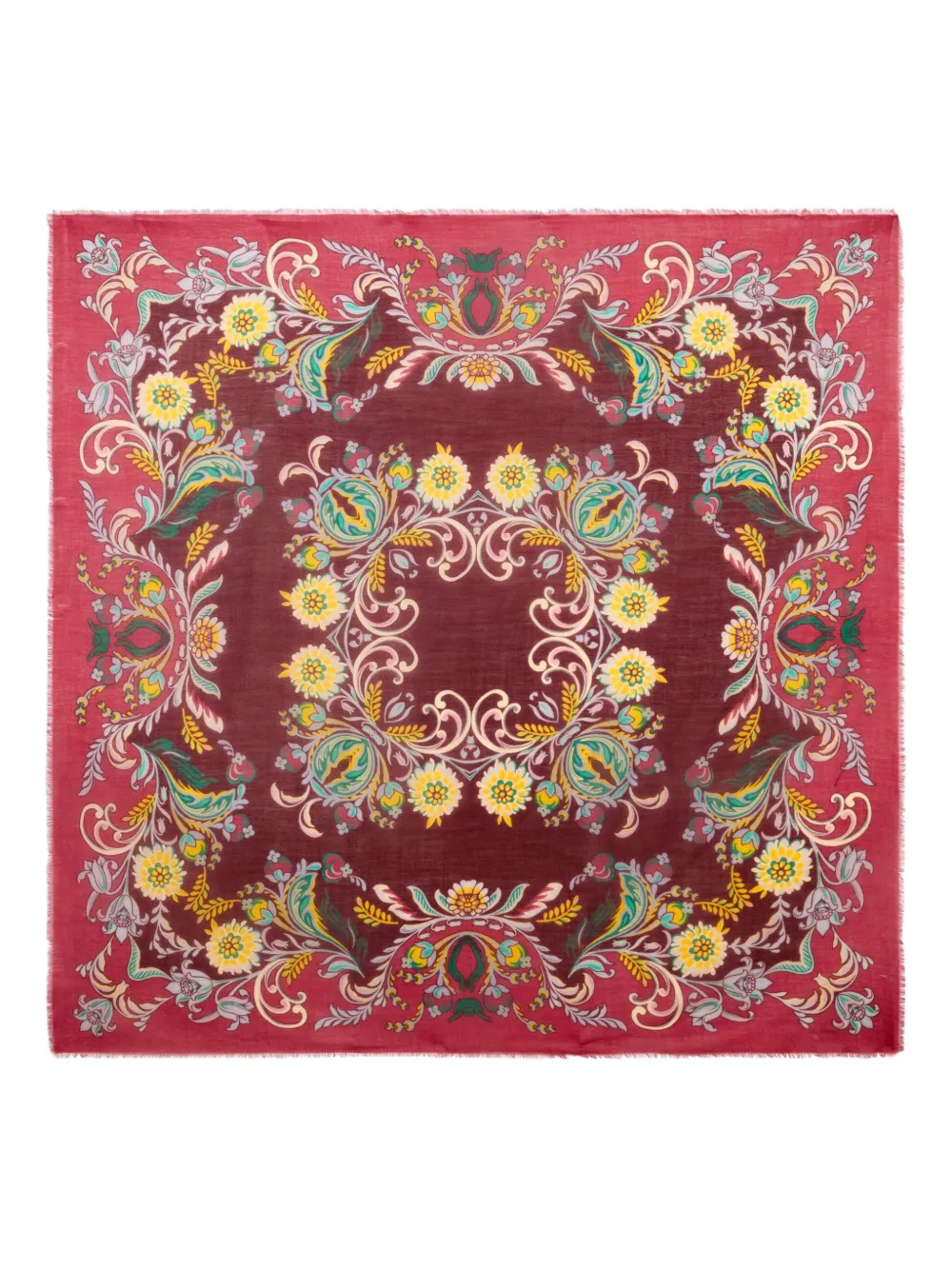 

Шаль с цветочным узором и бахромой ETRO, красный