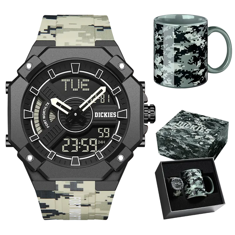 

Dickies Часы Wrist Watch Electronic Movement Silicone Strap Pink Watch Dial Women's Watch Classic Box, Green Camouflage 240U60LYXCL-617P3-18SX-LH