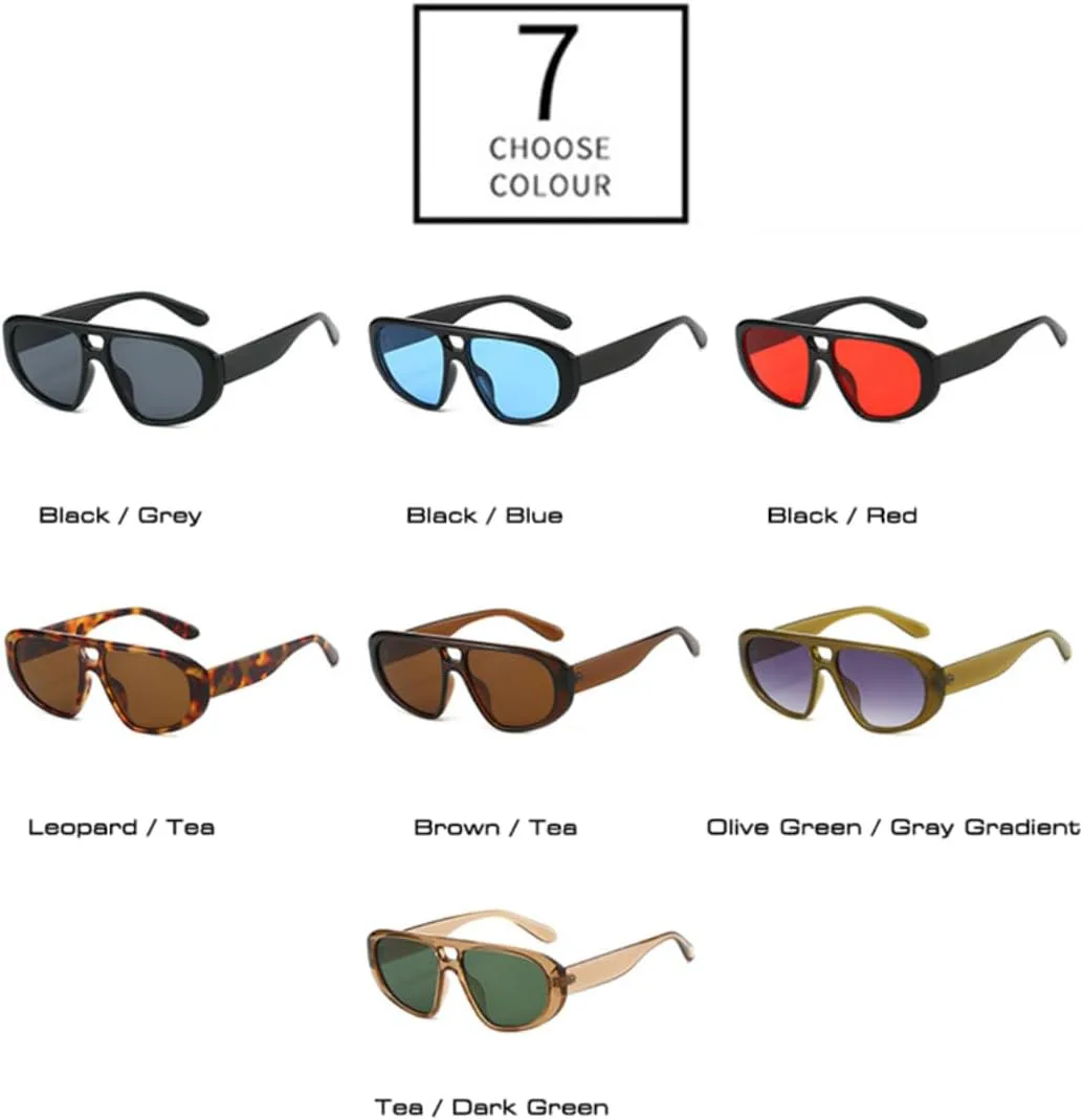 

Ретро солнцезащитные очки с двойной перемычкой для женщин, защита от УФ-излучения UV400, модные, красные и синие, для мужчин, в стиле панк VRTRFFTR, Black Grey