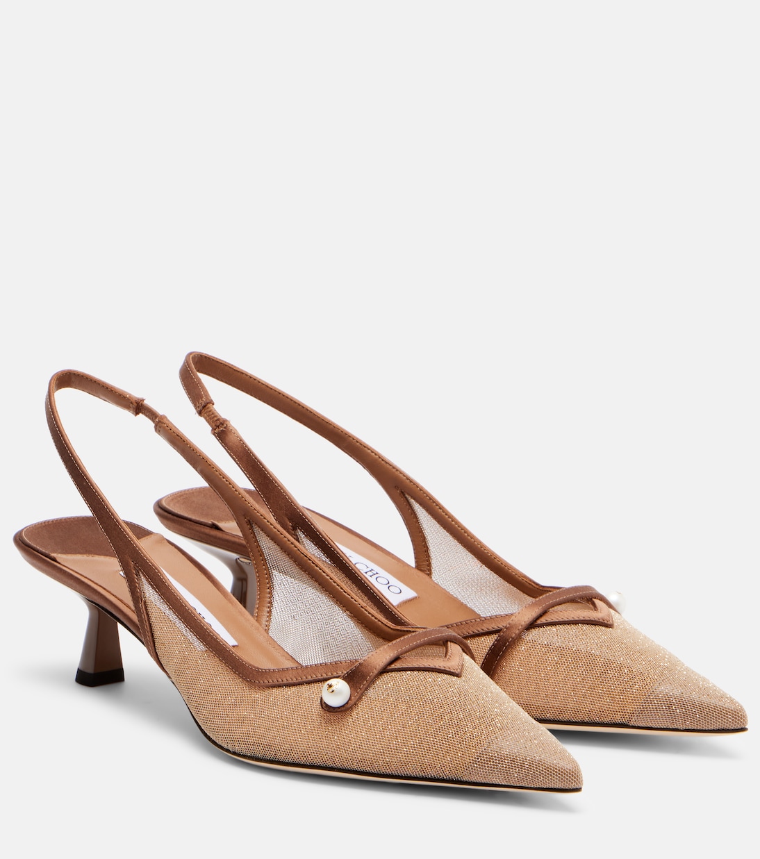 Amita 45 босоножки-лодочки с ремешком и кожаной отделкой Jimmy Choo, Toffee/Tof