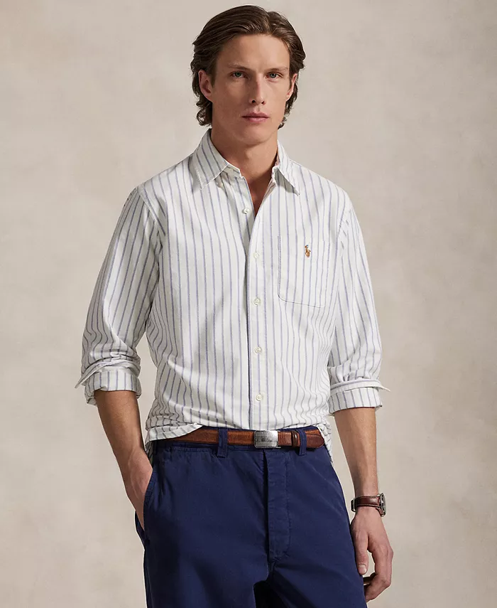 

Мужская классическая полосатая рубашка Оксфорд Polo Ralph Lauren, белый