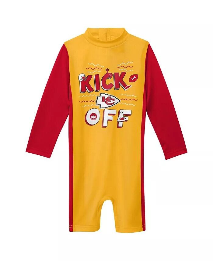 

Гидрокостюм с длинными рукавами Gold Kansas City Chiefs Wave Runner для мальчиков и девочек для малышей Outerstuff, золотой