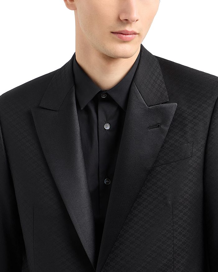 G Line Классический пиджак из шерсти и шелка с микроузором Emporio Armani, черный — фото 4