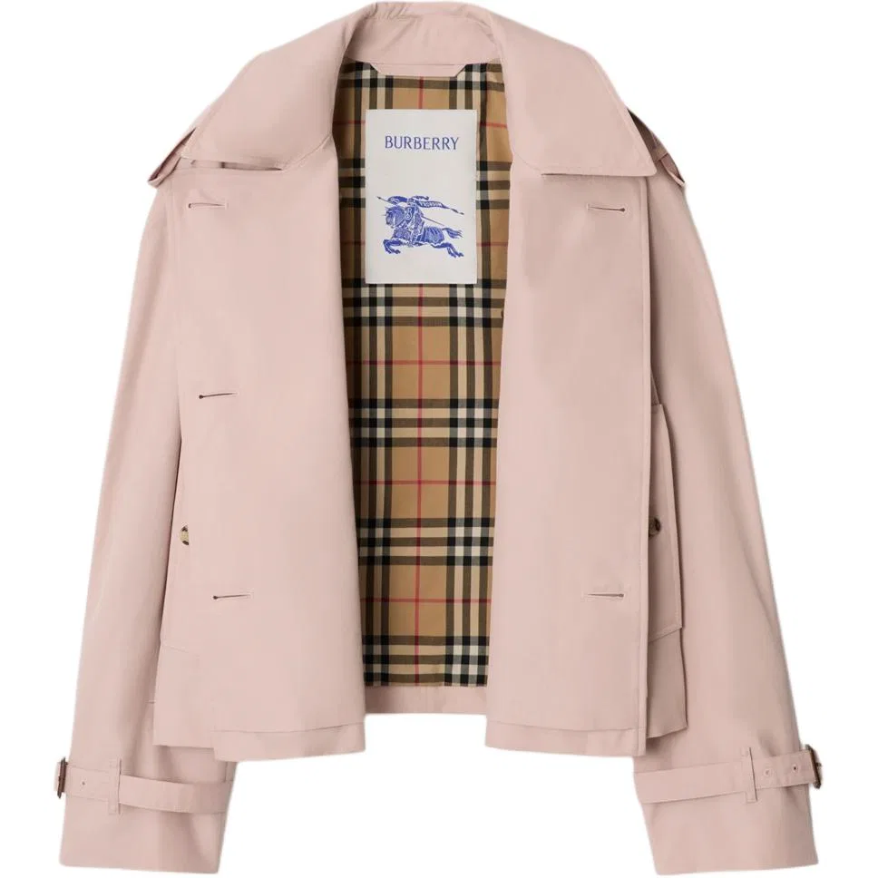 Пальто Burberry, женское, светло-розовый, укороченное — фото 3