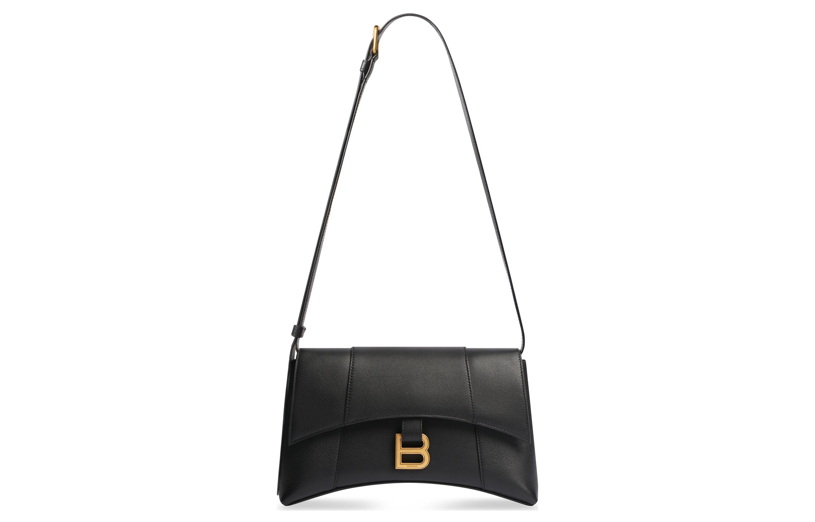 Balenciaga Гладкая кожаная портативная сумка через плечо женская черная — фото 2
