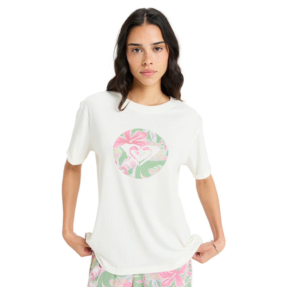 

Женская футболка Oceanregular Round Hibiscus Roxy, белый