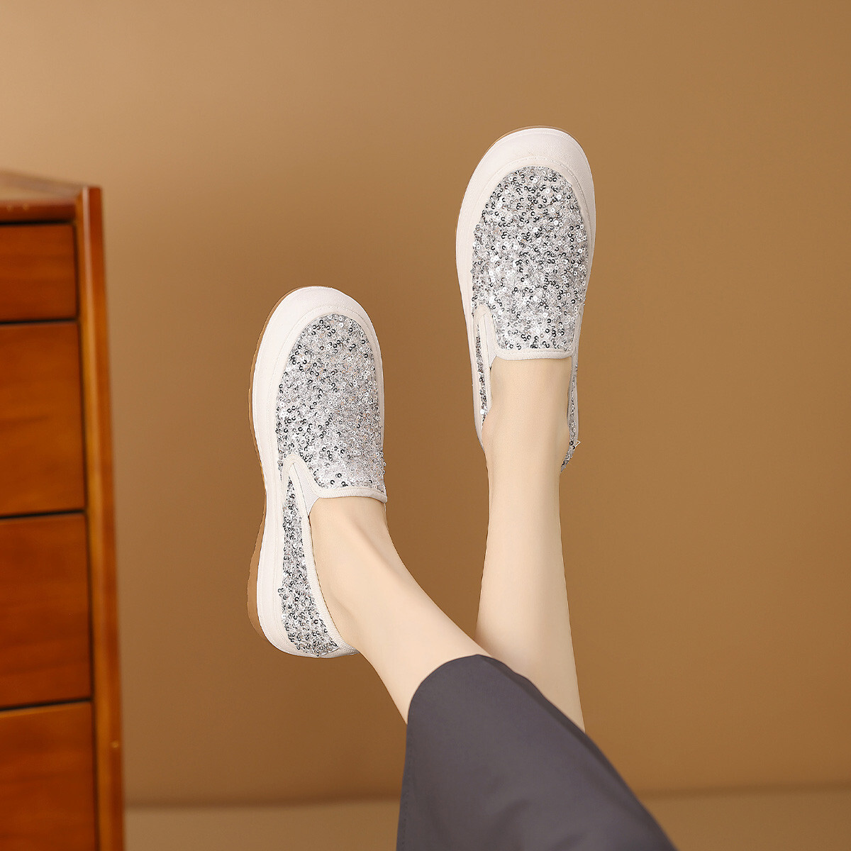 Туфли женские повседневные Women's Casual Shoes Women's Mulinsen, серебряный — фото 2