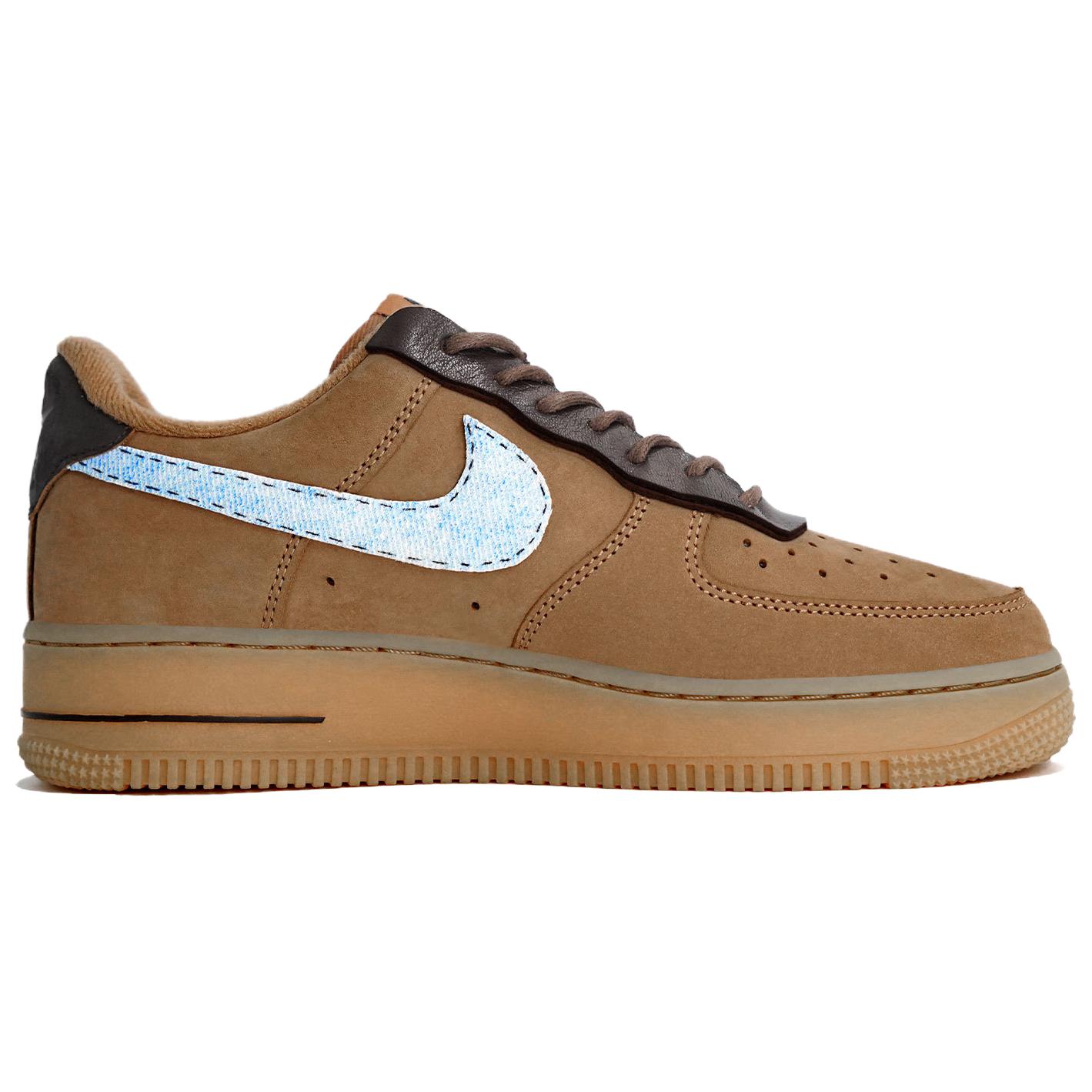 Кроссовки Air Force 1 унисекс низкие синие Nike, синий/коричневый — фото 3