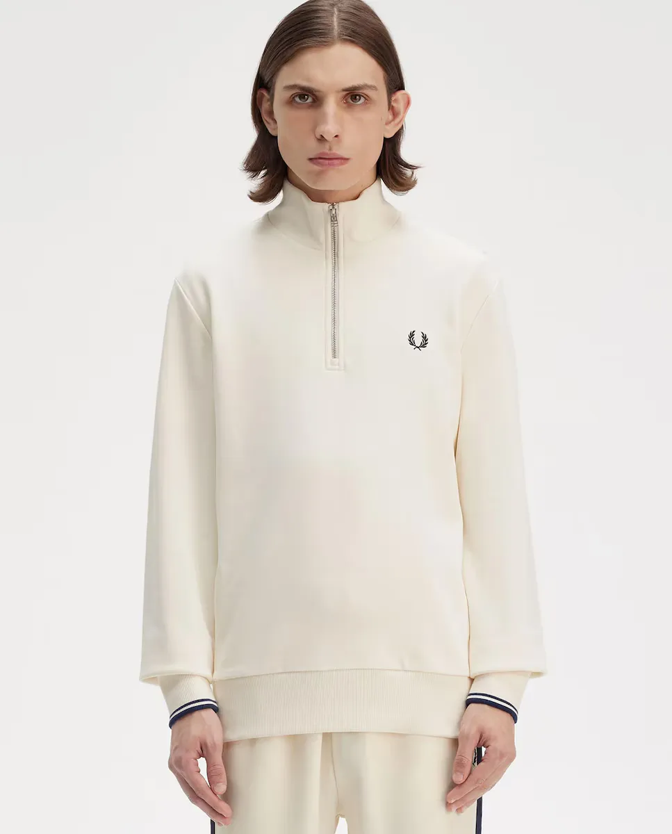 

Мужская толстовка с застежкой-молнией и кантом Fred Perry, цвет Crudo